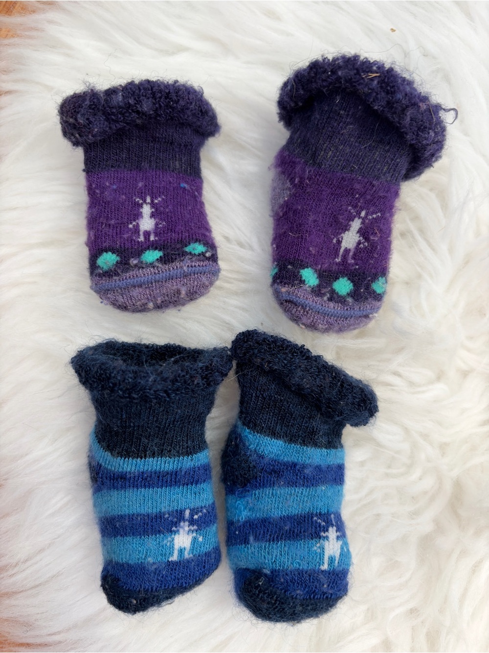 Newborn Smartwool Socks - Purple and Blue